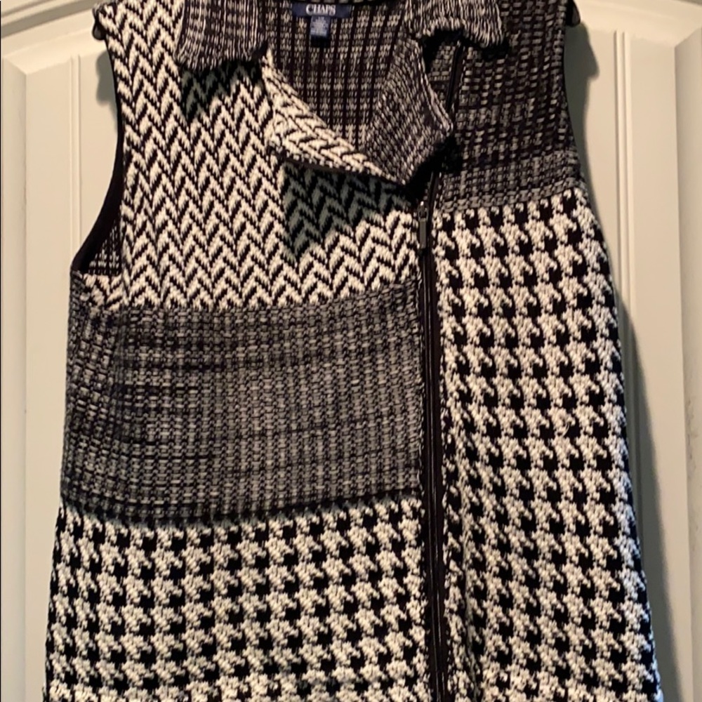 Chaps Comfy Black and White Sweater Vest Large